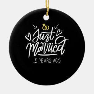 5th Wedding Anniversary Ceramic Ornament