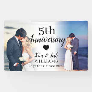 5th Wedding Anniversary Custom 2 Photo Collage Banner
