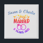 5th Wedding Anniversary Custom Names Magnet<br><div class="desc">Commemorate your fifth wedding anniversary with this magnet. Personalise the names in blue text to your own or the couple who is celebrating this milestone. Perfect for a party favour too!</div>