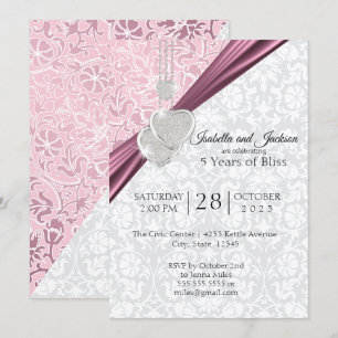 5th Wedding Anniversary Design - Pink Invitation
