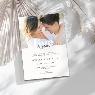 5th Wedding Anniversary - Five Years with Photo Invitation