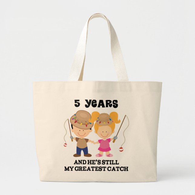 5th Wedding Anniversary Gift For Her Large Tote Bag (Front)