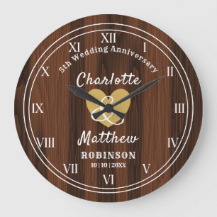 5th Wedding Anniversary Gift Personalised  Large C Large Clock
