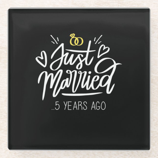 5th Wedding Anniversary Glass Coaster (Front)