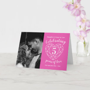 5th Wedding Anniversary heart pink tourmaline Card