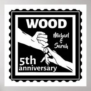 5th Wedding anniversary holding hands traditional Poster