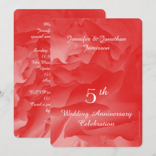 5th Wedding Anniversary Party, Coral Pink Rose Invitation