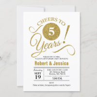 5th Wedding Anniversary Party - Gold White