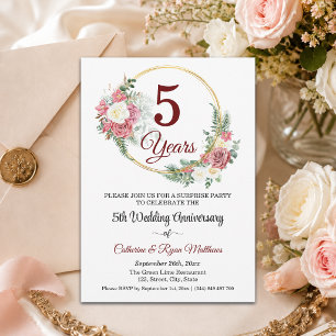 5th Wedding Anniversary Surprise Party Floral Invitation