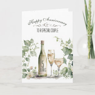 5th Wedding Anniversary Wine and Ivy   Card