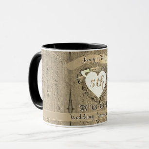 5th Wedding Anniversary "Wood" Image    Mug