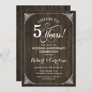 5th Wedding Anniversary - Wood Invitation