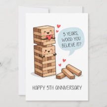 5th Wedding Card | Funny Wood Anniversary Card