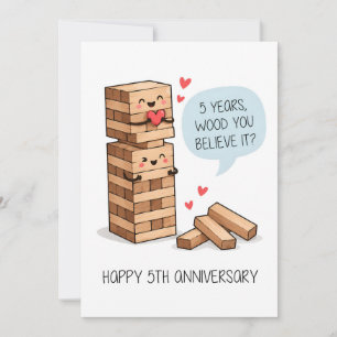 5th Wedding Card Funny Wood Anniversary Card