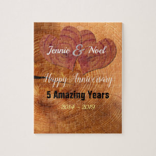 5th Wedding Wood Anniversary Gift Idea Jigsaw Puzzle