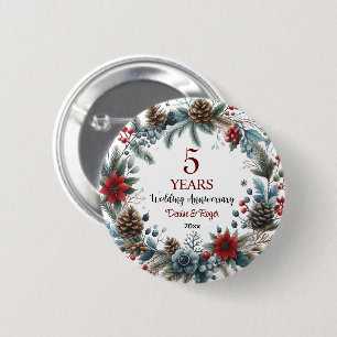 5th Wood Wedding Anniversary Elegant Winter 6 Cm Round Badge