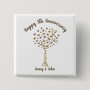5th wood wedding anniversary gift magnet 15 cm square badge