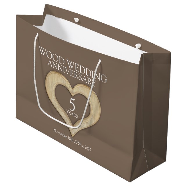 5th wood wedding anniversary photo gift bag (Front Angled)