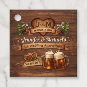 5th Wood Wedding Anniversary Photo Thank you gifts Favour Tags