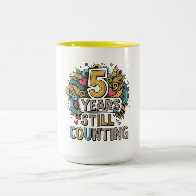 5th year anniversary Two-Tone coffee mug (Center)