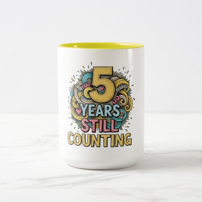 5th year anniversary Two-Tone coffee mug (Center)