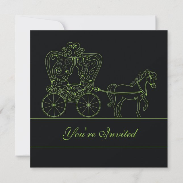 5x5 Black Carriage Wedding Invitation (Front)