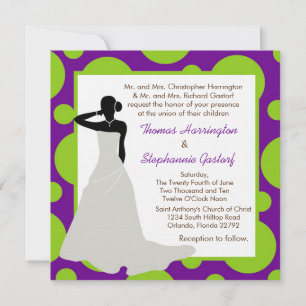 5x5 Dark Purple Pok-a-Dot Wedding Invitation