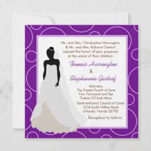 5x5 Dark Purple Pok-a-Dot Wedding Invitation