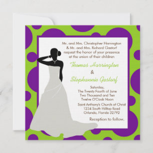 5x5 Electric Green Pok-a-Dot Wedding Invitation