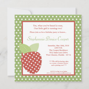 5x5 Farm Strawberry Fruit Birthday Part Invitation