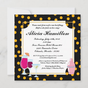 5x5 Gold Cocktails Bachelorette Invitation