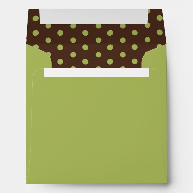5x5 Green and Brown Envelope with Polka Dots (Back (Bottom))