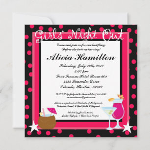 5x5 Hot Pink Cocktails Bachelorette Invitation