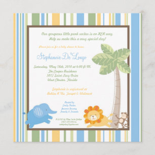 5x5 Jungle Safari Zoo Anima Baby Shower Invitation