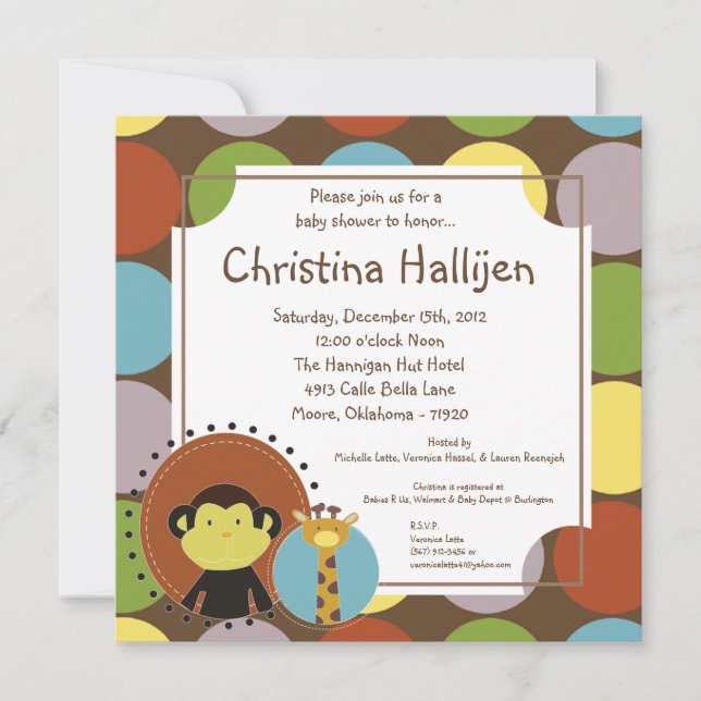 5x5 Jungle Tales Safari Baby Shower Invitation (Front)
