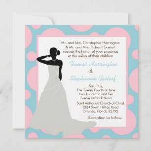 5x5 Light Blue Pok-a-Dot Wedding Invitation