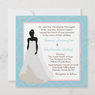 5x5 Light Blue Pok-a-Dot Wedding Invitation