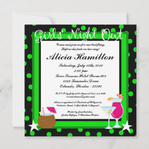 5x5 Lime Green Cocktails Bachelorette Invitation