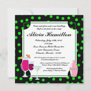 5x5 Lime Green Cocktails Bachelorette Invitation