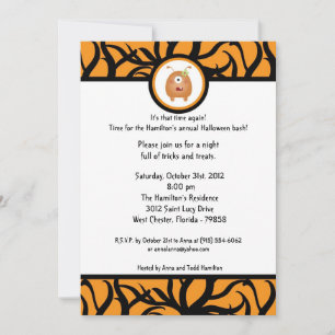 5x5 Little Monsters Halloween Party Invitation