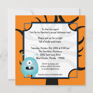 5x5 Little Monsters Halloween Party Invitation