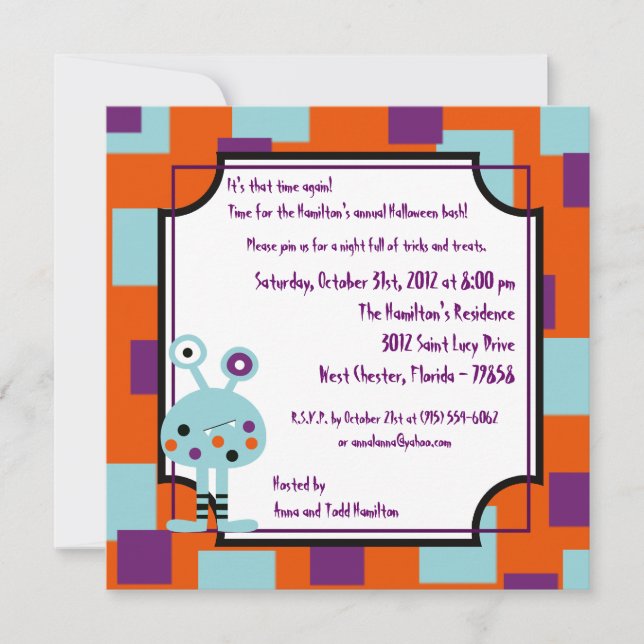 5x5 Monster Bash Halloween Party Invitation (Front)