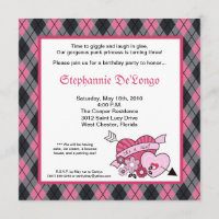 5x5 Punk EMO Rock Argyle Birthday Party Invitation