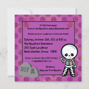 5x5 Spooky Kids Purple Halloween Party Invitation