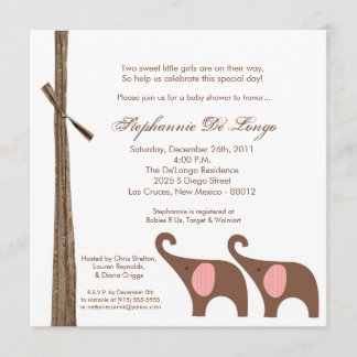 5x5 Twin Girl Shower Invitation