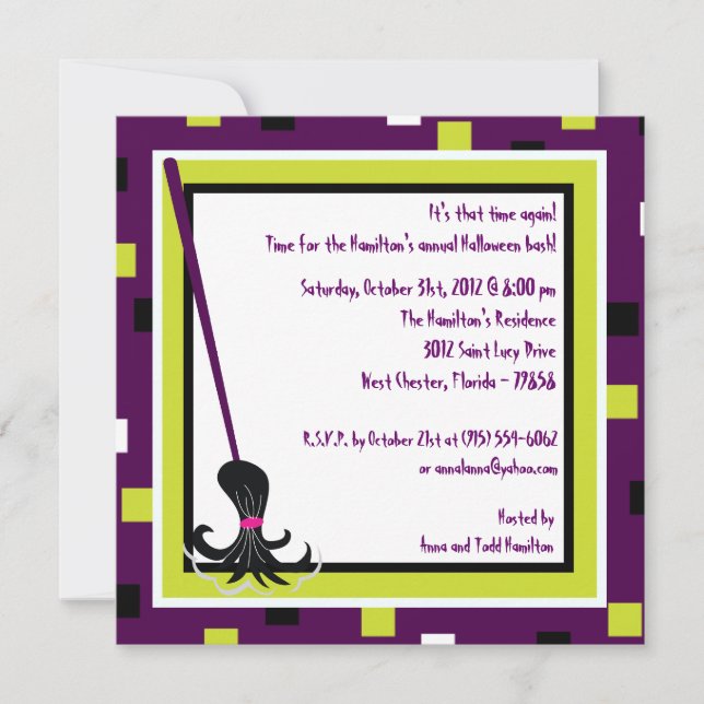5x5 Witchy Ways Purple Halloween Party Invitation (Front)