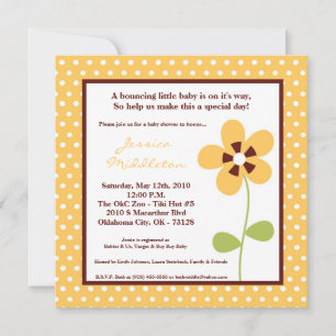 5x5 Yellow Spring Flower Baby Shower Invitation