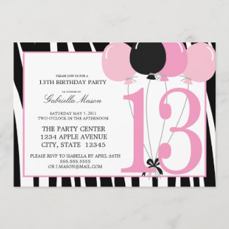 5x7 13th Birthday Party Invite