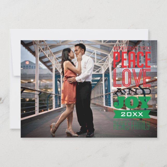 5x7 1 Photo Peace, Love & Joy Photo Card (Front)