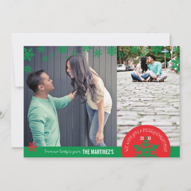 5x7 2 Photo Snowflake Photo Card (Front)